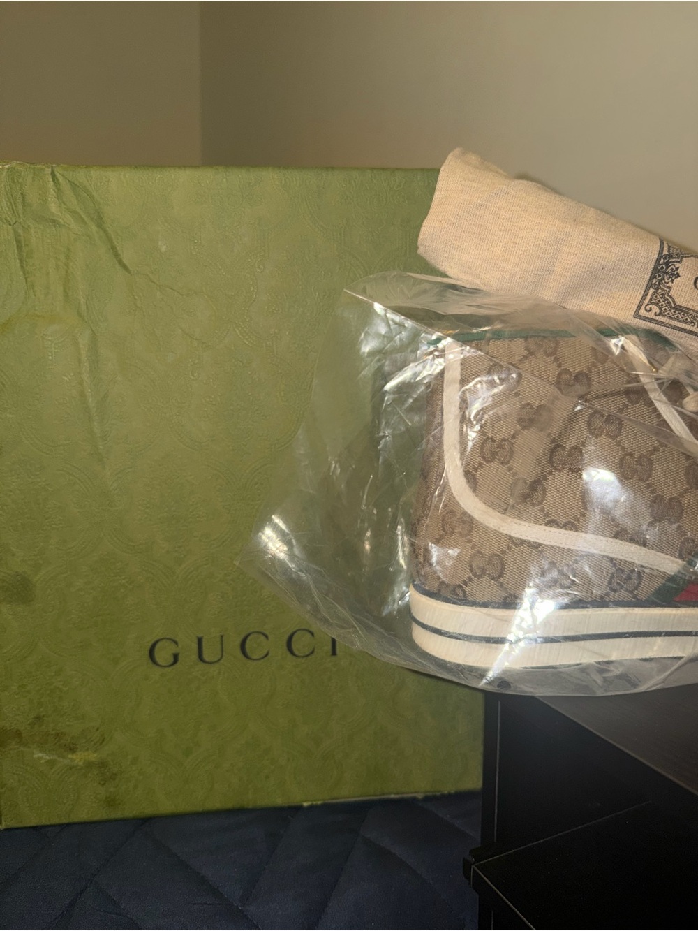 Gucci Brown GG Canvas Sneakers with Green and Red Web - Picture 7 of 7
